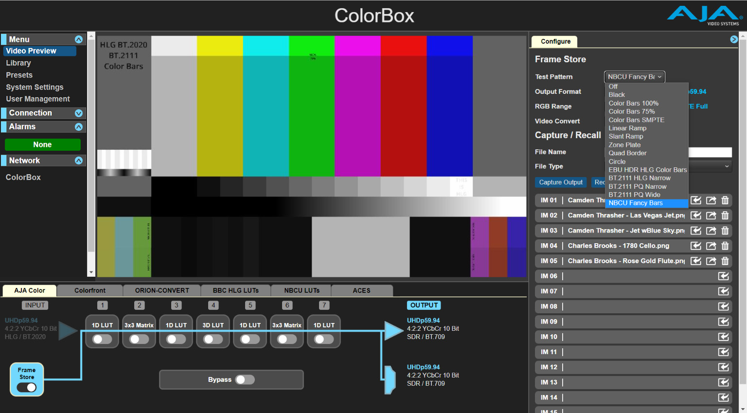 ColorBox from AJA with LUT Color Transforms